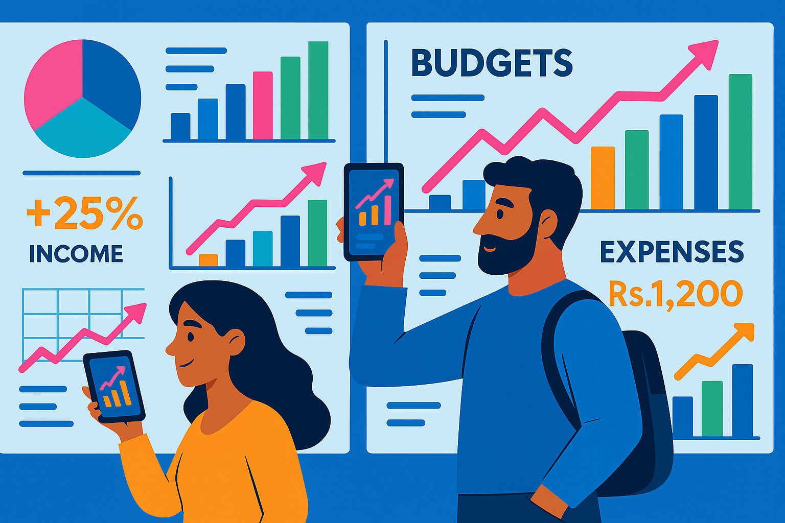Financial dashboard with charts and graphs
