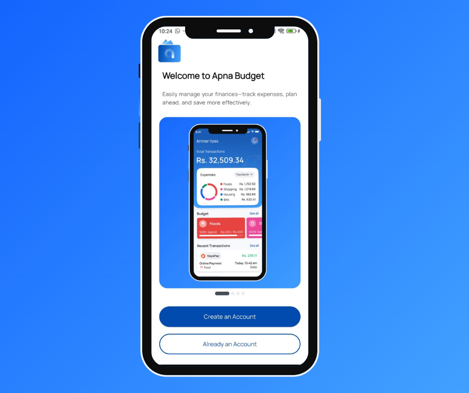 ApnaBudget mobile app interface